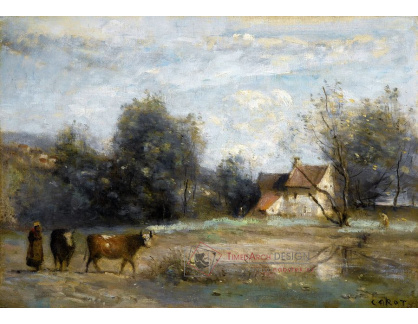 KO IV-112 Jean-Baptiste-Camille Corot - Krajina v Luzancy s rolníky