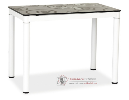 DAMAR 100x60, jídelní stůl, bílá / černé sklo