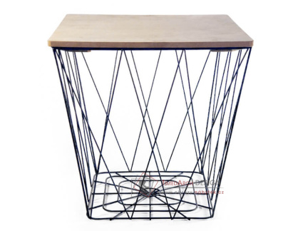 AZURO, příruční stolek 35x35cm, černá / přírodní