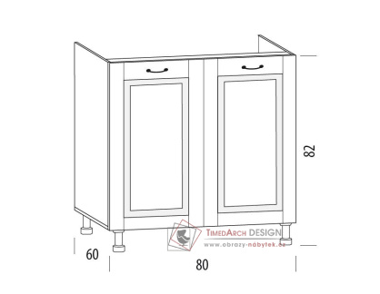 CHARLOTTA, dolní skříňka 2-dveřová 80HM dřezová, výběr provedení