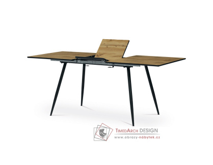 HT-921 OAK, jídelní stůl rozkládací 140+40x80cm, černý lak / dub divoký