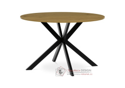 HT-F4120 OAK, jídelní stůl pr. 120cm, černá / dub divoký