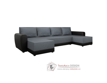 DAKAR NEW U, sedací souprava, ekokůže černá / látka Twist 20 šedá