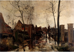 A-7402 Gustave Den Duyts - Vesnická ulice v dešti