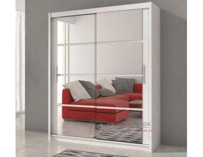 DAKOTA, šatní skříň s posuvnými dveřmi 160cm, bílá / zrcadlo