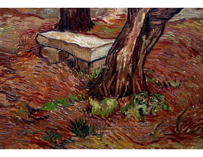 VR2-196 Vincent van Gogh - Kamenná lavička v zahradě nemocnice Saint-Paul