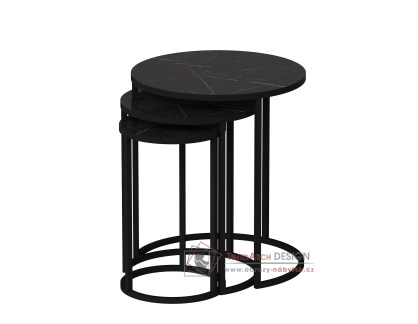 GLORIA, odkládací stolek - sada 3ks, černá