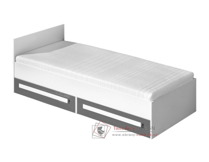 GULLIWER 11, postel 90x200cm, bílá / šedý lesk / bílá