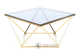 SILVER A, konferenční stolek 80x80cm, zlatá / kouřové sklo