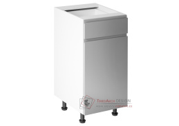 AURORA, dolní kuchyňská skříňka D40S1, bílá / šedý lesk