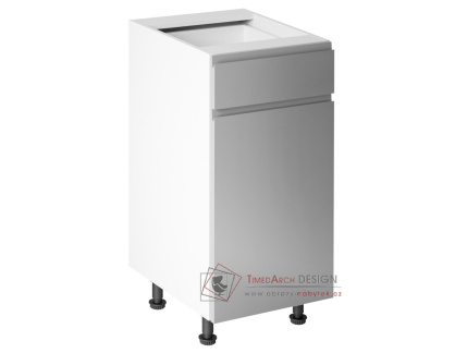 AURORA, dolní kuchyňská skříňka D40S1, bílá / šedý lesk