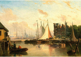A-2054 Elias Pieter van Bommel - Pohled na město s přístavem v Holandsku