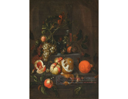 A-8863 Cornelis de Heem - Zátiší s ovocem, broskvemi, pomeranči a hrozny