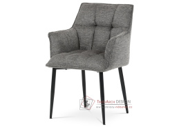 DCH-J2139 GREY2, jídelní křeslo, černý lak / látka šedá