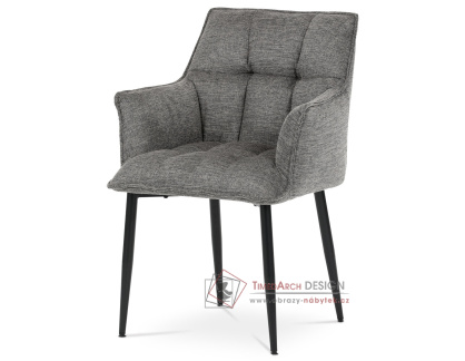 DCH-J2139 GREY2, jídelní křeslo, černý lak / látka šedá