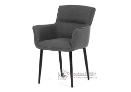 DCH-J2159 GREY2, jídelní křeslo, černý lak / látka šedá