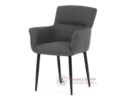 DCH-J2159 GREY2, jídelní křeslo, černý lak / látka šedá