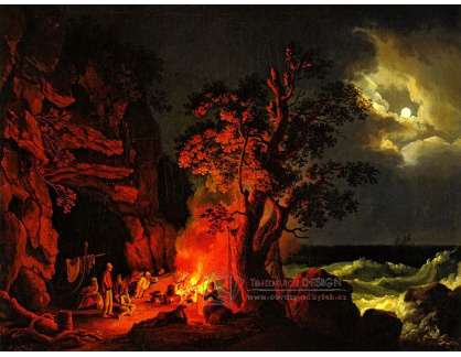 SO V-35 Jacob Philipp Hackert - V noci u ohně na břehu moře