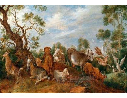 KO I-308 Gillis Claesz de Hondecoeter - Kozy, skot a husy v lesnaté krajině