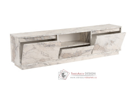 VANGUARD, televizní stolek 3-dveřový, bílá mramor