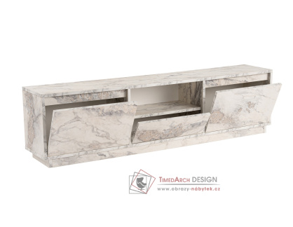 VANGUARD, televizní stolek 3-dveřový, bílá mramor