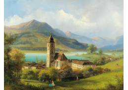 DDSO-4721 Ferdinand Lepie - Pohled na kostel svatého Wolfganga se Zwölferhornem v pozadí