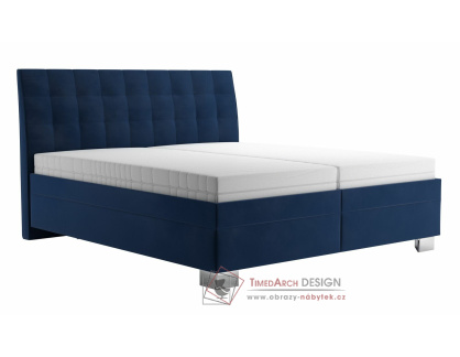 SARA, čalouněná postel 160x200cm, látka modrá / matrace IVANA PLUS