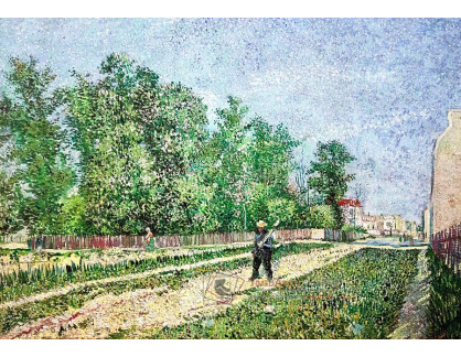 VR2-237 Vincent van Gogh - Silnice na okraji Paříže, s mužskou postavou s lopatou