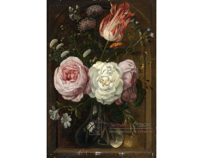 KO II-61 Jan de Heem - Květinové zátiší s tulipány a růžemi ve skleněné váze