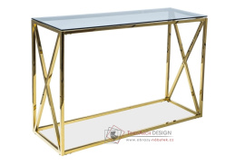 ELISE C, konzolový stolek, zlatá / kouřové sklo