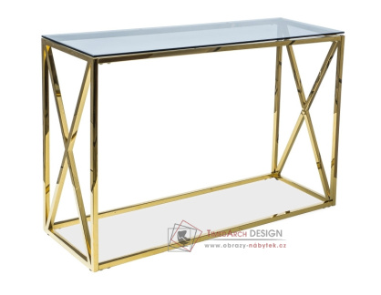 ELISE C, konzolový stolek, zlatá / kouřové sklo