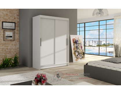 MIKADO I, šatní skříň s posuvnými dveřmi 120cm, bílá