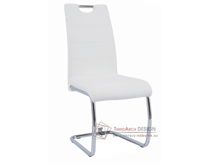 ABIRA NEW, jídelní židle, chrom / ekokůže bílá