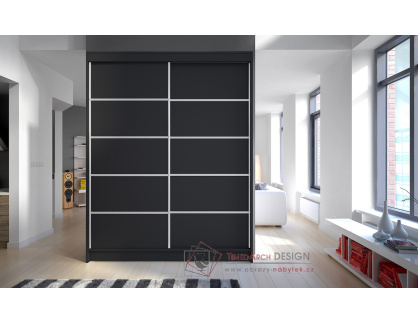 CAMILA IV, šatní skříň s posuvnými dveřmi 150cm, černá