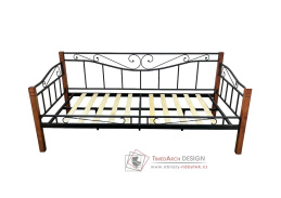 ALIONA, kovová postel 90x200cm, černá / třešeň