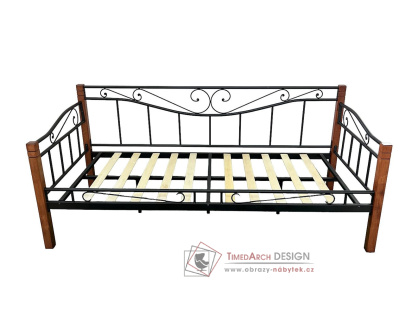 ALIONA, kovová postel 90x200cm, černá / třešeň