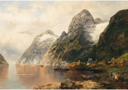 A-5450 Josef Thoma - Krajina fjordu s rybáři na pláži