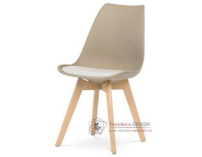 CT-X7055 WT, jídelní židle, buk / plast cappuccino + ekokůže bílá