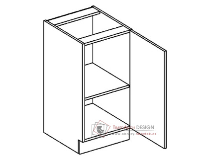 MORENO, dolní skříňka 1-dvéřová D40, bílá / dub picard / šedá láva
