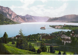 Fotochrom VF 153 Gmunden na břehu jezera Traunsee, Rakousko