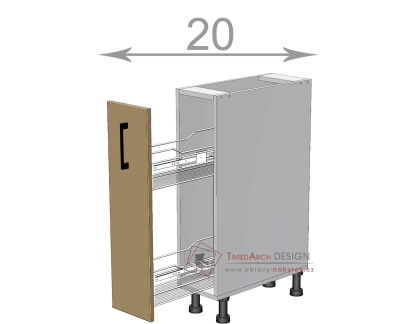dolní cargo skříňka š.20, v.82, Premiere LC2082, bílá/dub Artisan