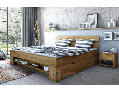 L602 TINA, dubová postel se zásuvkami 180x200cm