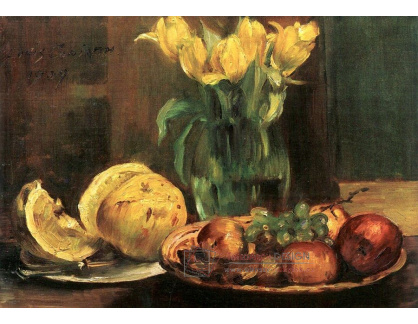 VLC 42 Lovis Corinth - Zátiší se žlutými tulipány, jablky a grapefruitem