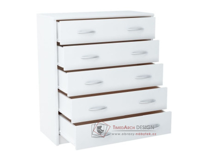 AGNES / HIT, komoda s 5-ti zásuvkami, bílá