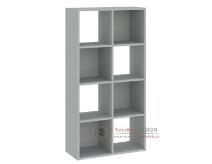 CARINO, regál 8-mi policový, šedá