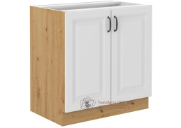 STIPE, dolní kuchyňská skříňka 80 D 2F BB, dub artisan / bílá