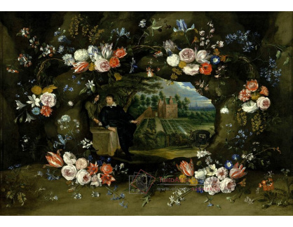 A-7584 Lucas van Uden - Portrét Nicolaase de Man v girlandě květin