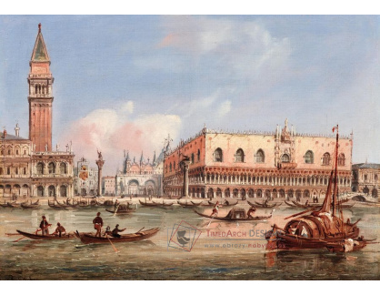 DDSO-4890 Carlo Grubacs - Benátky, Piazzetta a Dóžecí palác při pohledu z Bacino di San Marco