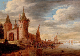 D-9359 Frans de Hulst - Říční krajina s opevněným vodním hradem