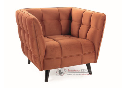 KASI VELVET 1, čalouněné křeslo, wenge / látka Bluevel 4215 skořicově hnědá